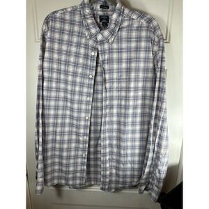 J.Crew Men's XL Plaid Cotton Shirt Blue & Red 100% Cotton Lightweight
